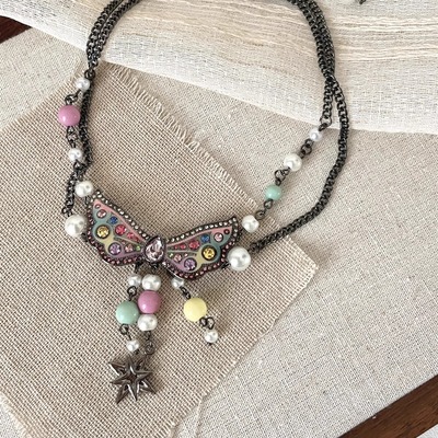Vintage古着 Colorful butterfly tassels项链