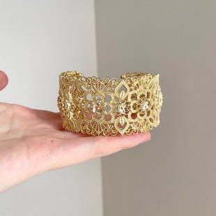 gold Vintage古着 with out pattern手镯 Hollow