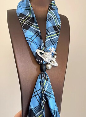 Vintage古着 Blue star plaid丝巾