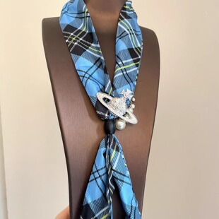 plaid丝巾 star Vintage古着 Blue