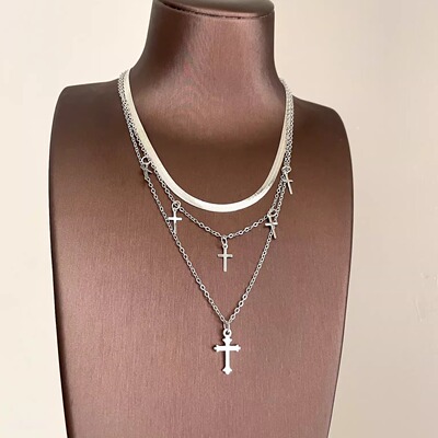 Vintage古着 Plain circle cross项链