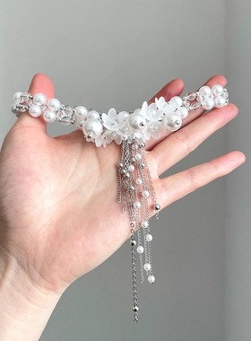 Vintage古着 Crystal lotus tassel项链