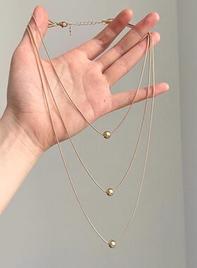 Vintage古着 Three layers of simple pearls项链