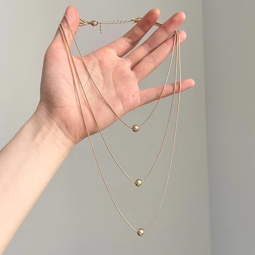 Vintage古着 Three layers of simple pearls项链