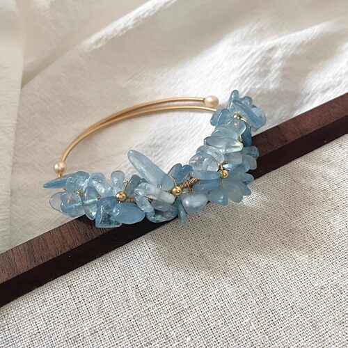 Vintage古着 Sea blue broken gem手环