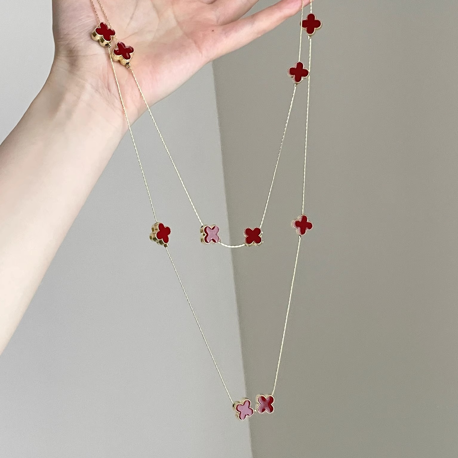 Vintage古着 The dream of four-leaf clover项链