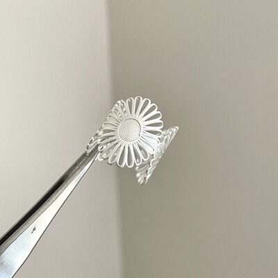 Vintage古着 Daisy petal silver shadow戒指