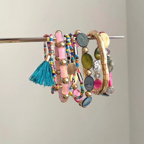 Vintage古着 Bohemian rice beads stacked套装