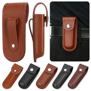 Brown Fold Knife Scabbard Tool Flashlight Belt Loop Case Hol