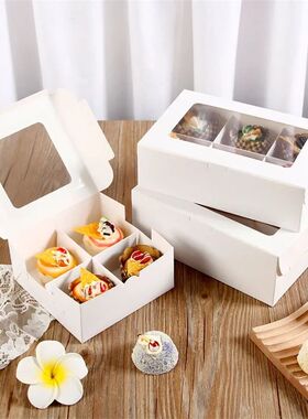 10Pcs Cupcake Boxes 2/4 Holes Cake Box with Clear Window Cak