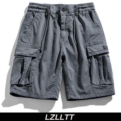 Summer Men Cargo Multi Pocket Shorts Men Casual Solid Elasti