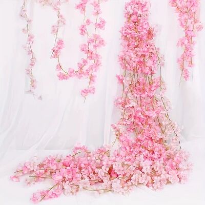 Pink Sakura Artificial Flowers Garland Cherry Blossoms Vines