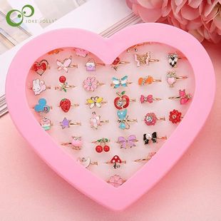 10/20/36 pcs Cute Adjustable Rings Children Girls Pretend Pl