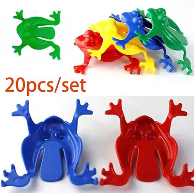 20pcs Solid Color Jumping Frog Plastic Bouncing Frog Jumping