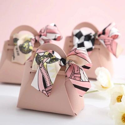10PCS Distribute Leather Pink Gift Bags Wedding Favour Bag f