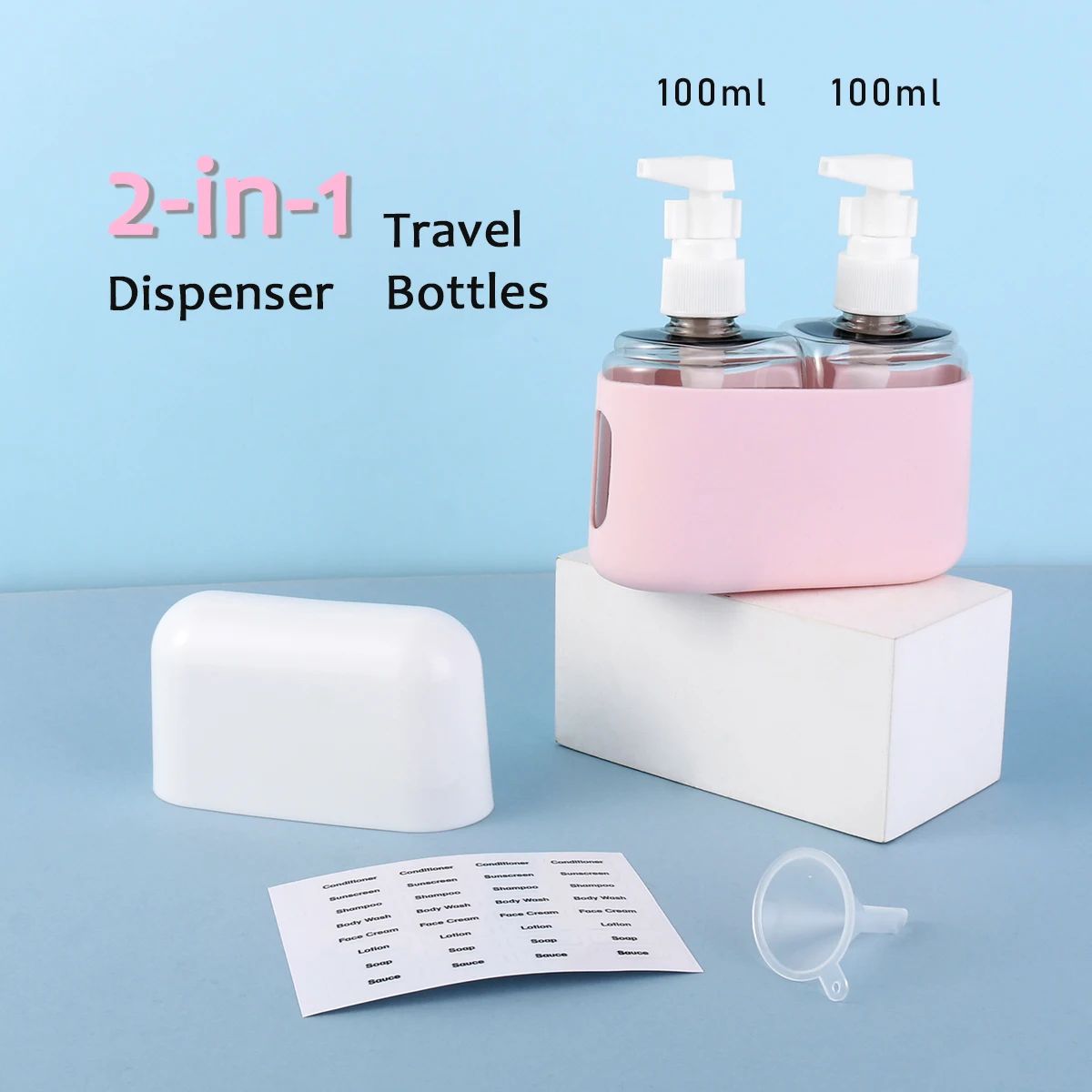 2 In 1 100ml Travel Bottle Set Combination Shampoo Shower Ge