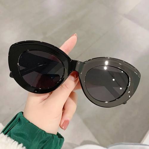 Ins Popular Oversized Cat Eye Sunglasses for Women Cute Oval