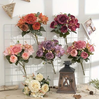 Artificial Flowers with Hydrangea  Silk Fake Flowers 1 Bouqu