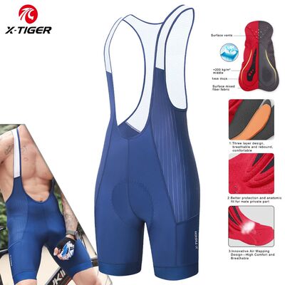 X-TIGER Blue Pro Men's Cycling Bib Shorts Bretelle Cyclist M