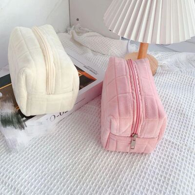 Cute Plush Makeup Bag for Women Portable Travel Small Cosmet