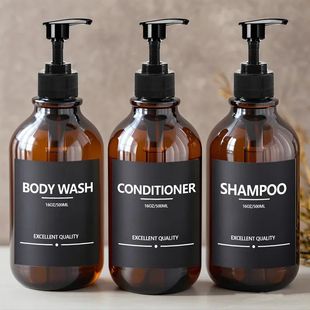 Bottle Set Sticker Brown Shower Label Soap Black 500ml with