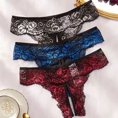 Sexy Crotchless Thongs Invisible Lace Underwear Women Comfor