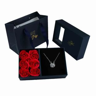 Window Opening Jewelry Box Romantic 6 Rose Pendants Ring Bra