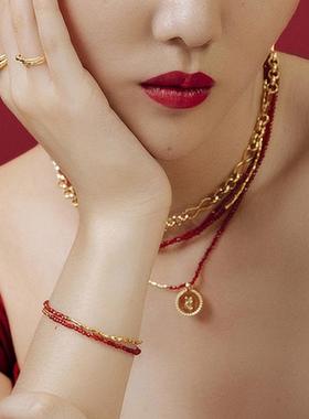 官方正品天然红玛瑙双层2025蛇年本命年手链女轻奢小众手串送女友