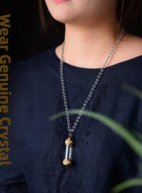 天然白水晶圣物瓶Gawu盒吊坠可开朱砂瓶楞严咒男士便携吊坠项炼