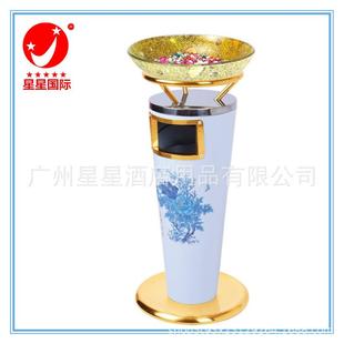 搪瓷宝鼎烟灰桶不锈钢烤漆宝鼎烟灰桶时尚创意圆形垃圾桶供应