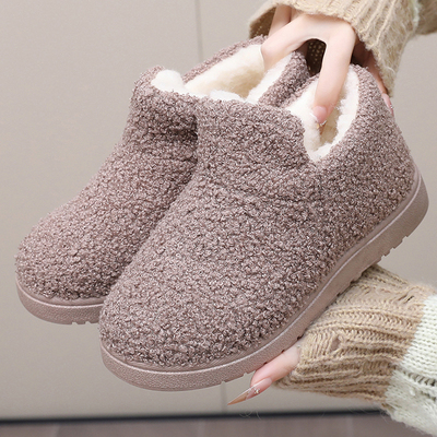 冬季爆款女棉鞋加绒加厚防滑一脚蹬雪地靴休闲百搭软底鞋