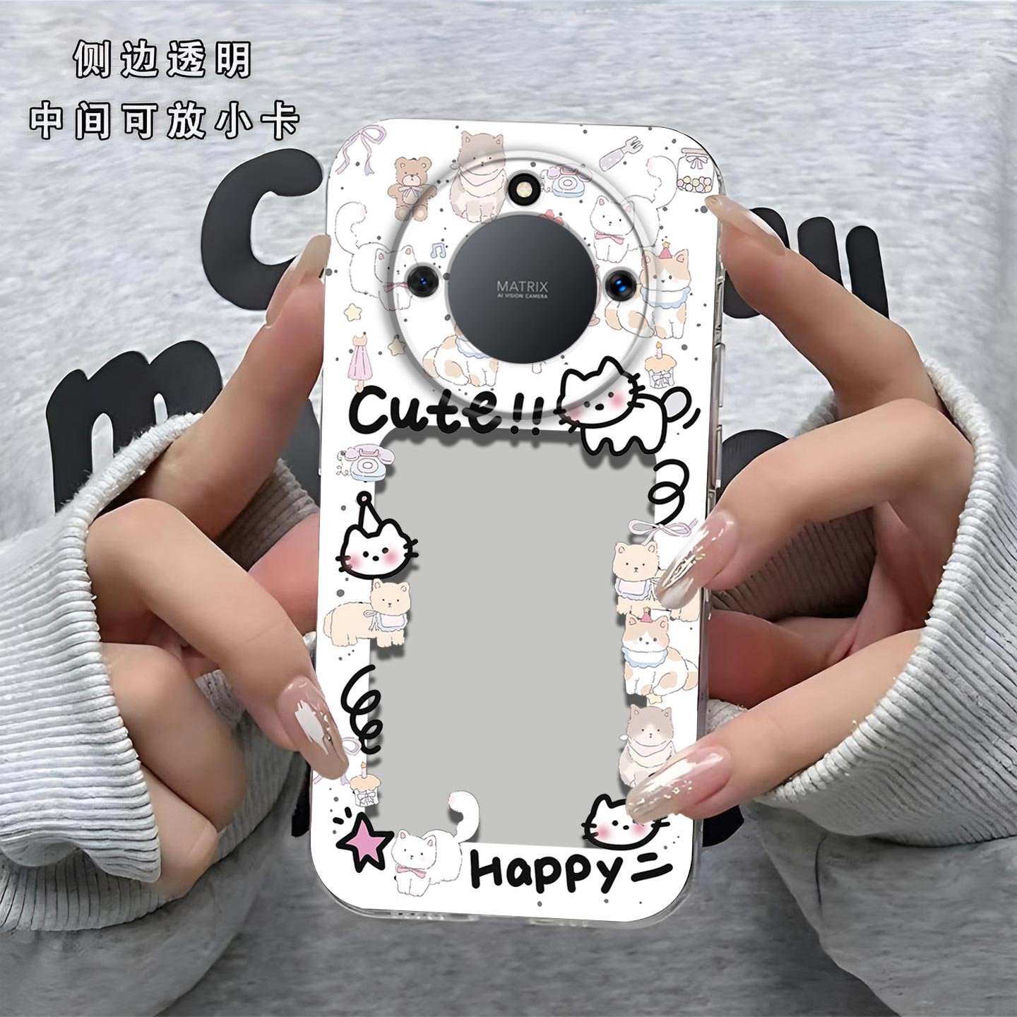 猫相框可放照片适用于荣耀X40手机壳荣耀x40gt镜头全包RMOAN00防摔硅胶软壳高级感保护套超薄可爱新款手机套