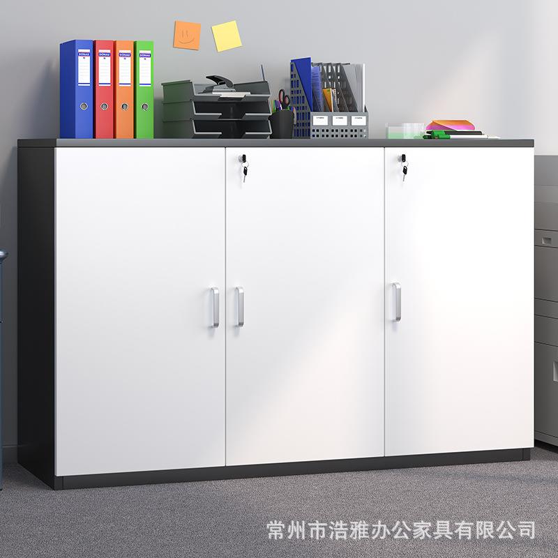 木质带锁文件柜资料柜落地式储物柜矮柜档案柜组合长条隔断柜子