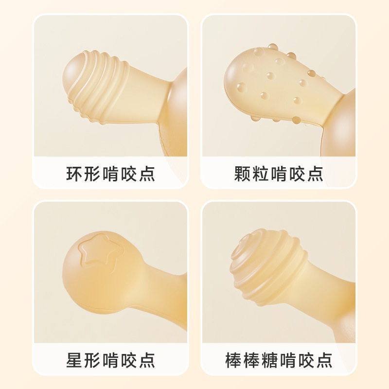 德国牙胶婴儿食品级可水煮磨牙棒婴儿出牙口欲期不粘毛硅胶咬咬乐