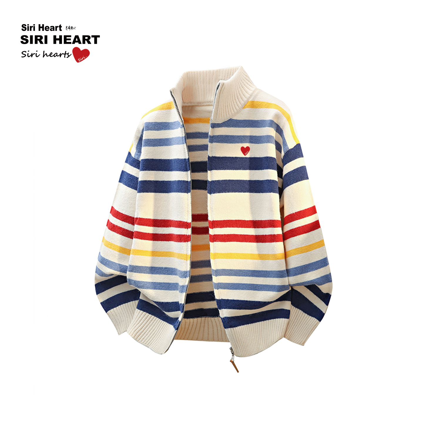 秋冬季男女条纹百搭针织外套