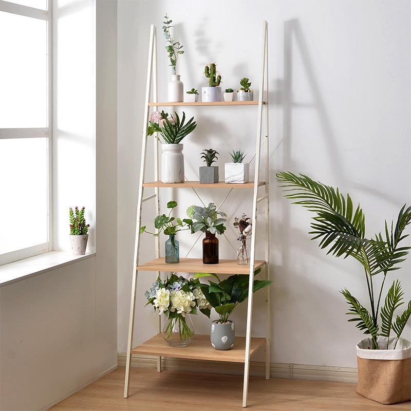 简易书架落地花架客厅置物架创意家用学生书柜梯形简约现代铁新品