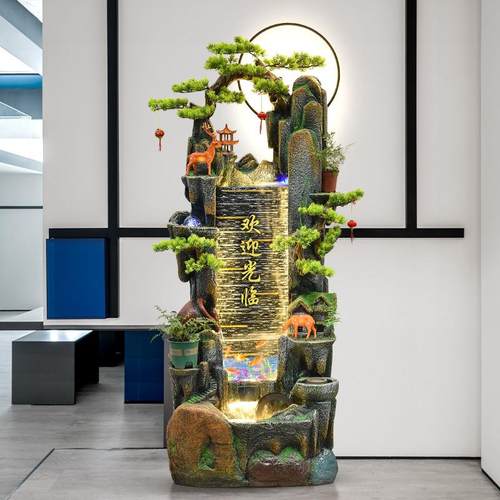 假山流水喷泉办公室鱼池落地摆件客厅加湿器循环水造景观现代装饰