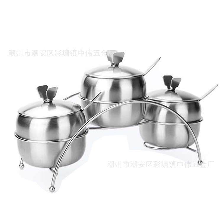 加厚三四味不锈钢调味套装糖厨房多用桥型组合调味架调料盐盒