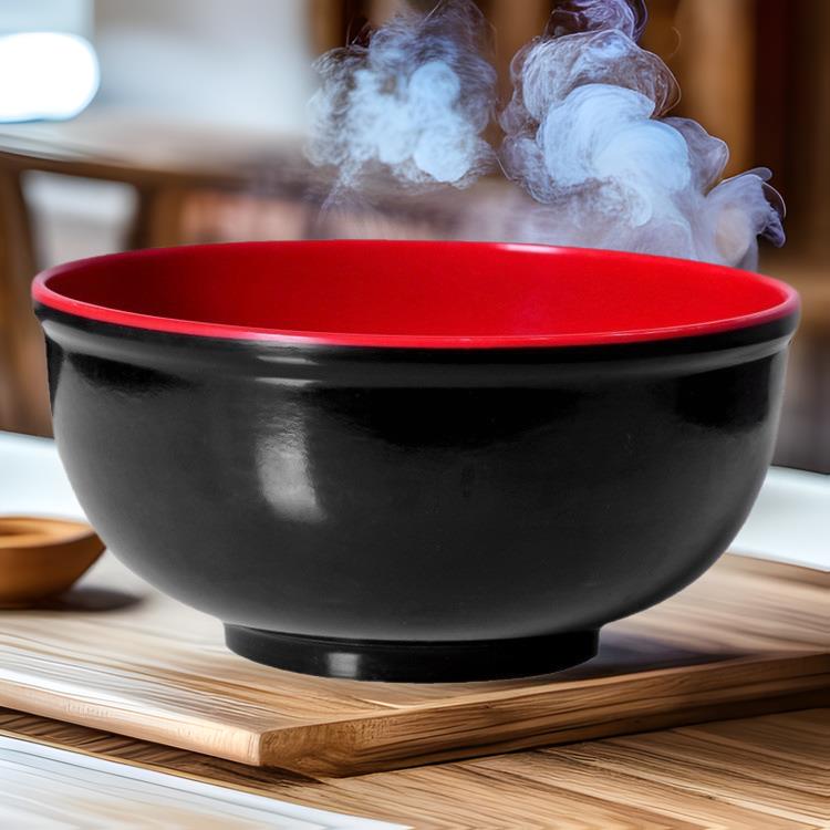 红黑汤面碗黑红密胺仿瓷饭碗汤粉碗 义乌日用品厂美耐皿餐具