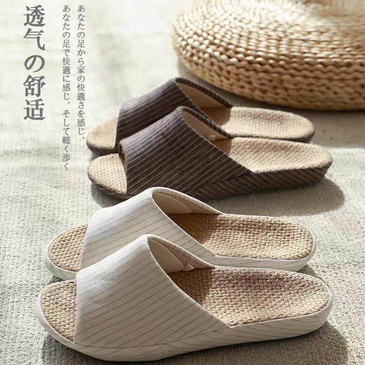 亚麻拖鞋软家用棉麻女四季家居室内透气春秋高跟露趾轻便防滑