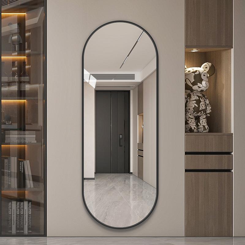 众想简约铝合金框穿衣镜卧室试衣镜壁挂贴墙家用全身镜挂壁大镜子