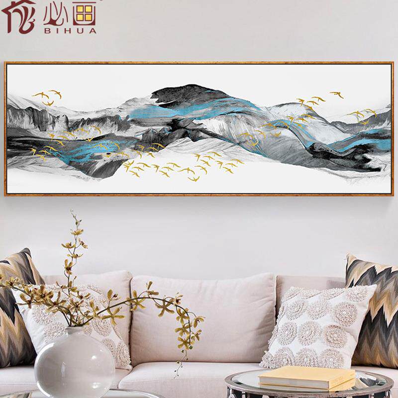 新中式禅意装饰画中式山水画卧室床头挂画客厅沙发背景墙壁画