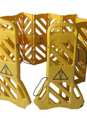 黄色塑料伸缩围栏便携式移动可折叠安全轮式防护栏电梯维修围挡