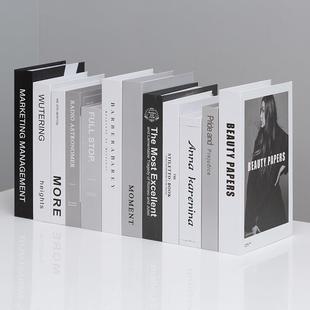 现代简约北欧书房样板间客厅摆设拍摄道具书摆件假书书装饰品