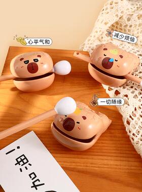 创意卡皮巴拉木鱼解压摆件可爱办公室桌边装饰品情绪稳定摆饰礼品