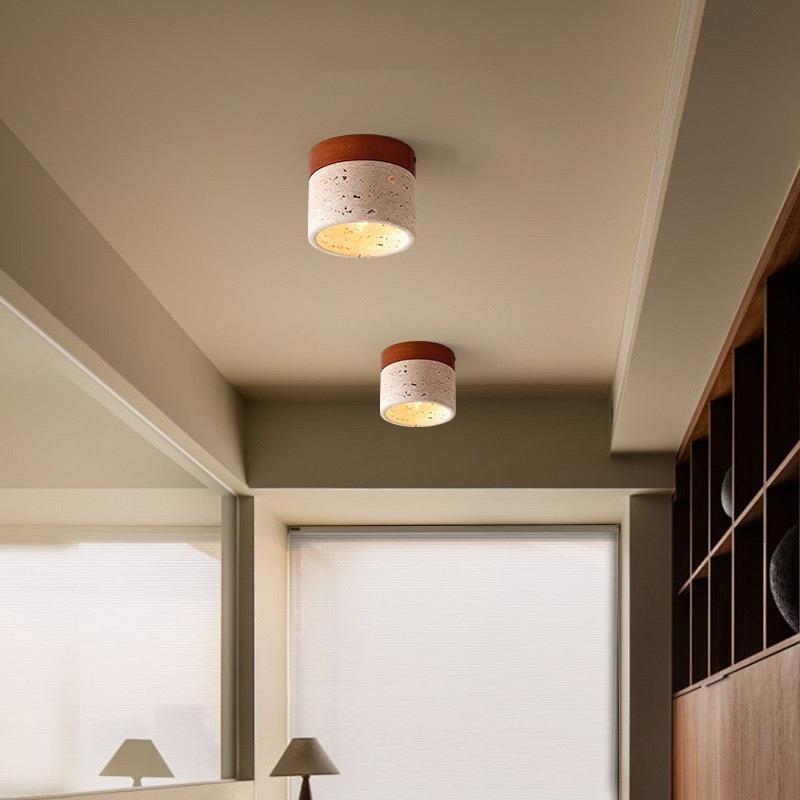 中古风玄关过道灯黄洞石法式复古走廊衣帽间阳台灯2024新款吸顶灯