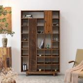 侘界侘寂风博古架实木风化木收纳柜老门板展示架民宿茶室家具定制