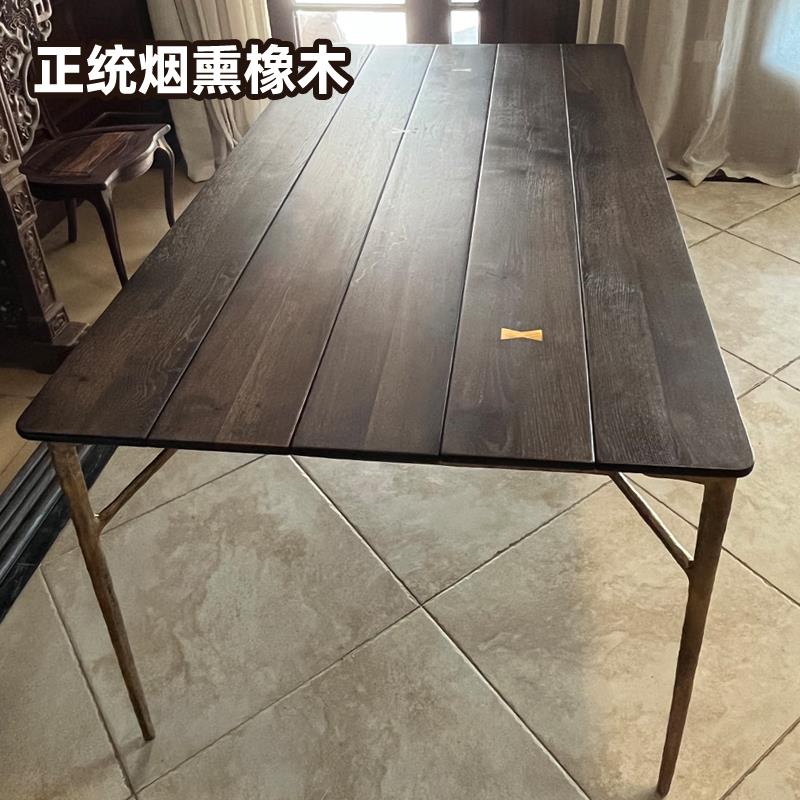 北欧烟熏表情实木餐桌进口白橡木square roots方桌子复古工业风