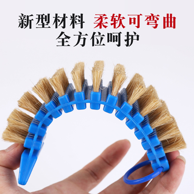 弯曲文玩刷子纳米鬃毛核桃小金刚工具软硬猪鬃清理抛光包浆桶刷