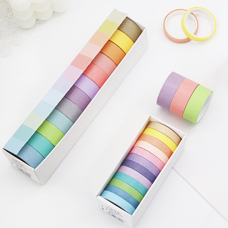 手帐胶带马卡龙纯色基础花边边框造景纸胶带手账装饰拼贴贴纸素材